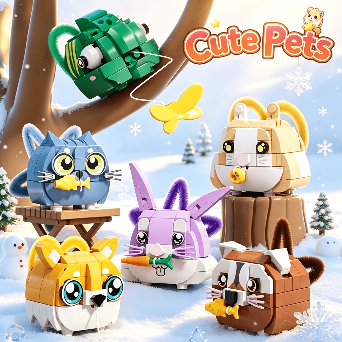 Cute Animal Block Assembly, Desktop Decoration Gift